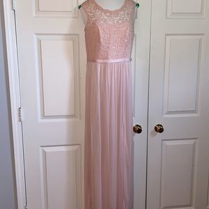 David’s bridal lace bridesmaid dress, 10, petal pink